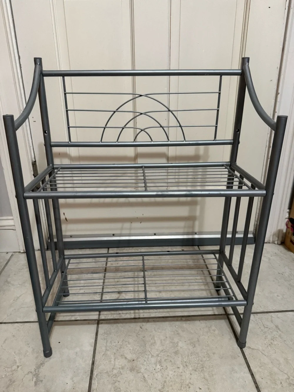 Two-Tier Metal Bathroom Storage Shelf - Gray
